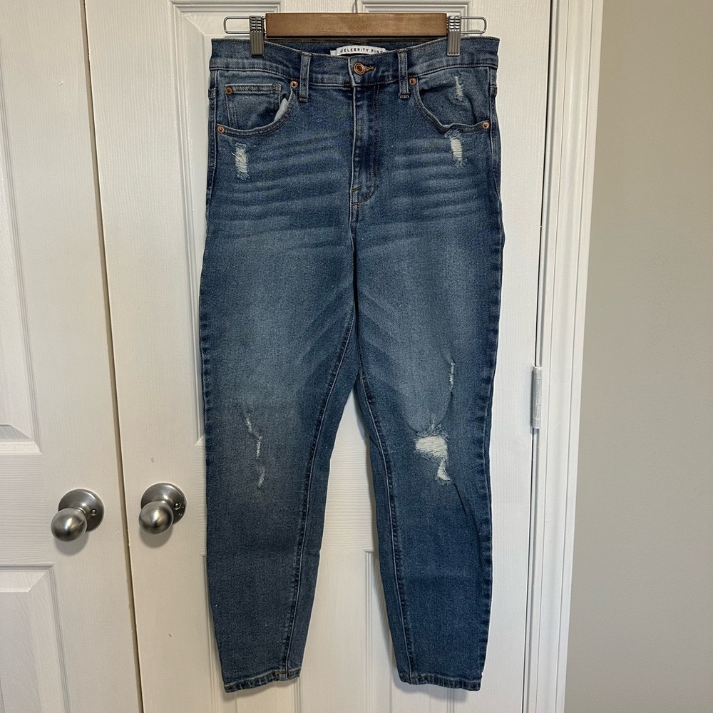 Celebrity Pink Distressed Blue Skinny Jeans